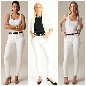 J Crew Toothpick Denim White Mid‎ Rise Skinny Crop Jeans Women's Size 27